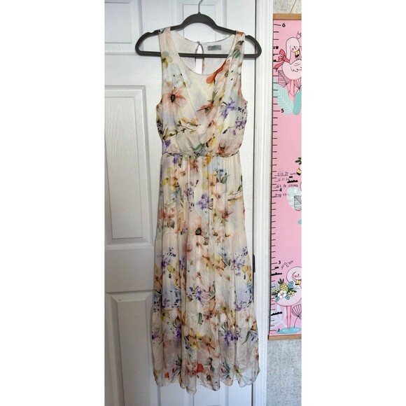 NWOT Lara G.women’s Silk Blend Medium Maxi Long Floral Dress  Made In Italy - Picture 1 of 11